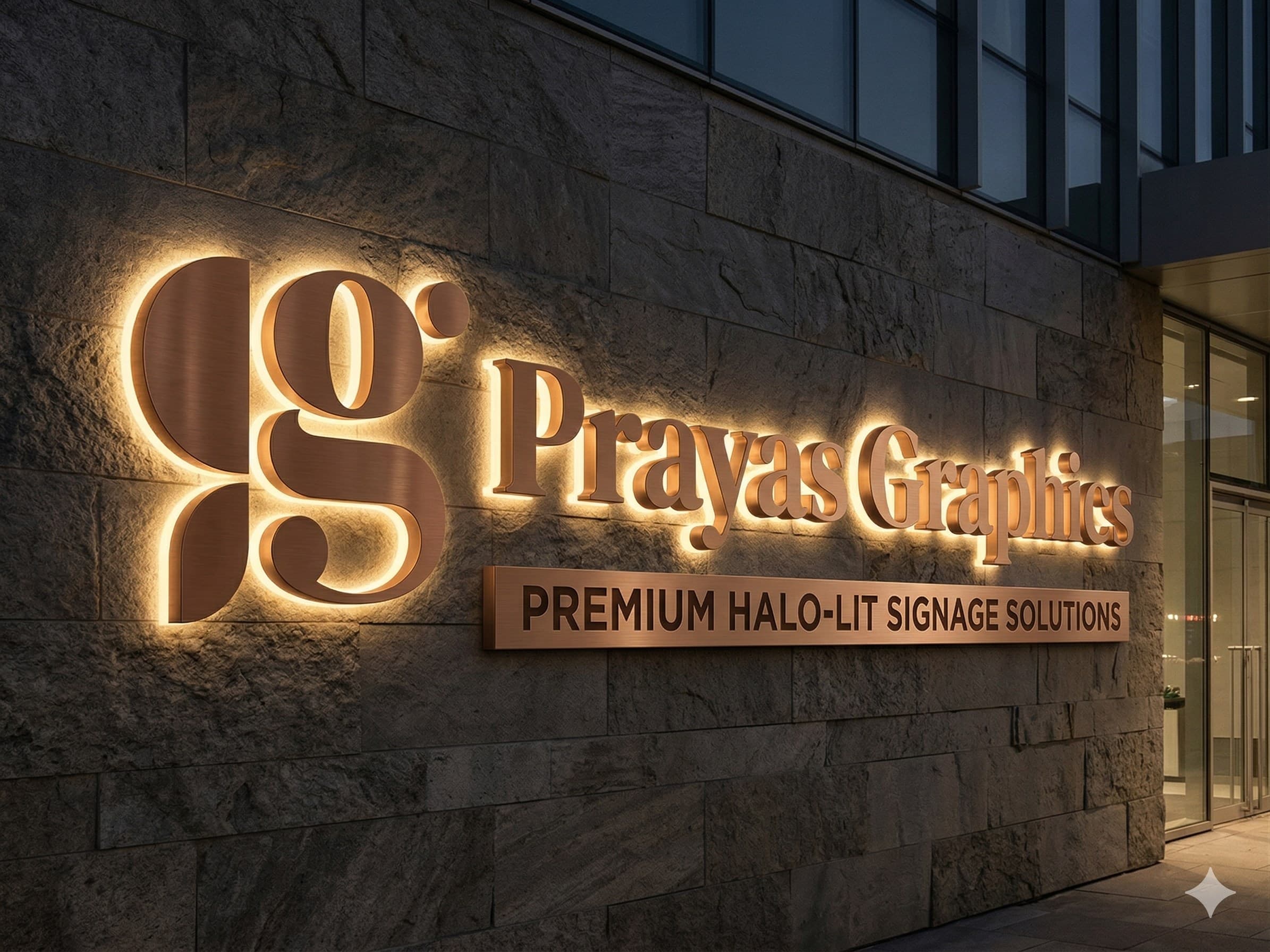 3D Halo Glow Letters on textured facade